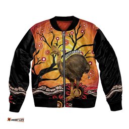 Keeper Of The Rainforest Cassowary Bomber Jacket Aboriginal Art