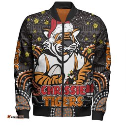 Wests Tigers Christmas Custom Bomber Jacket - Christmas Knit Patterns Vintage Jersey Ugly Bomber Jacket