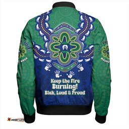 Australia Bomber Jacket Torres Strait Aboriginal Inspired Naidoc Symbol Pattern