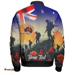 Australia Custom Bomber Jacket - Anzac Day Soldiers With Australia Flag