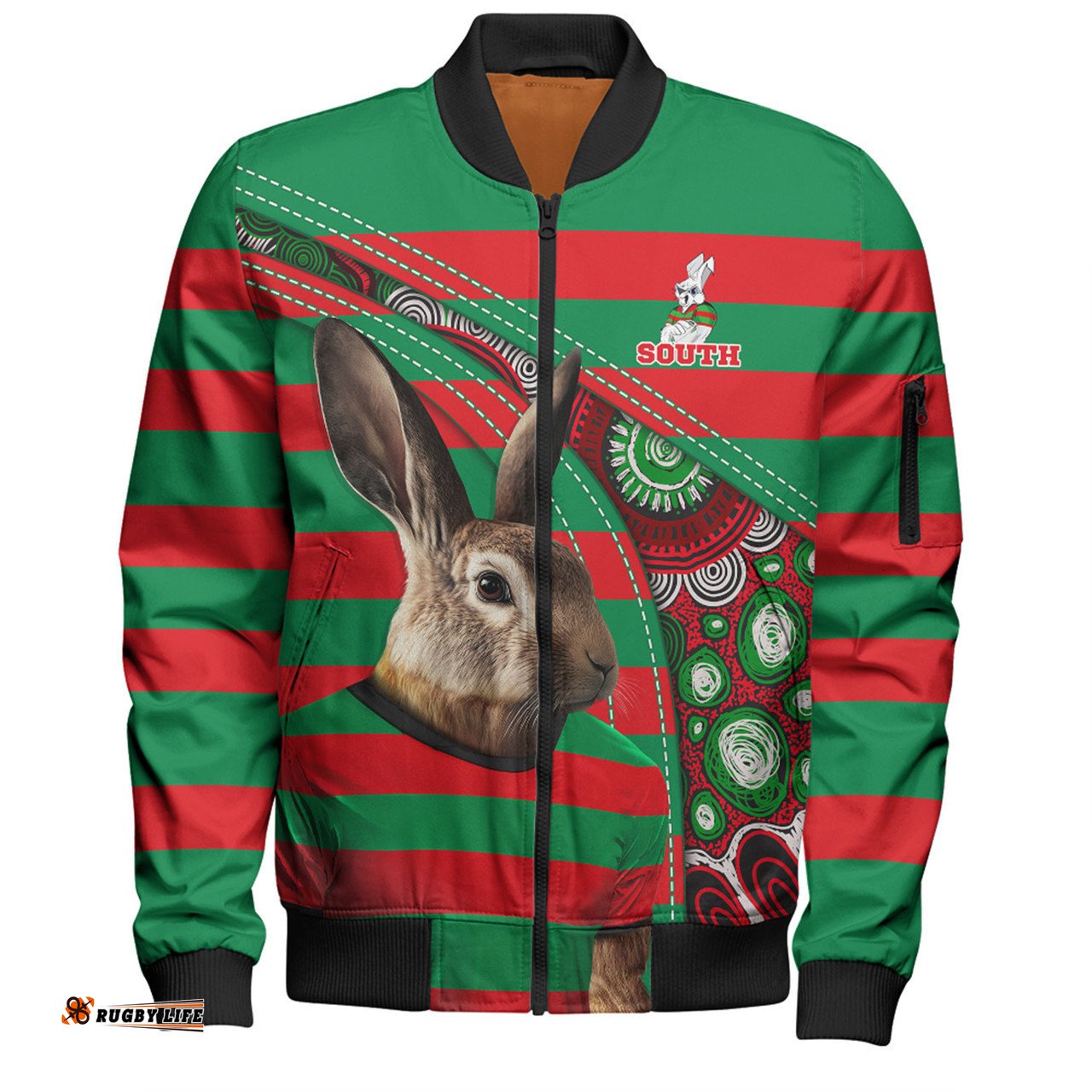 South Sydney Rabbitohs Bomber Jacket Custom Team Of Us Die Hard Fan Supporters Aboriginal Inspired
