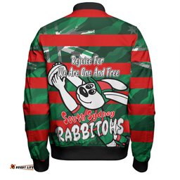 South Sydney Rabbitohs Bomber Jacket - Happy Australia Day We Are One And Free