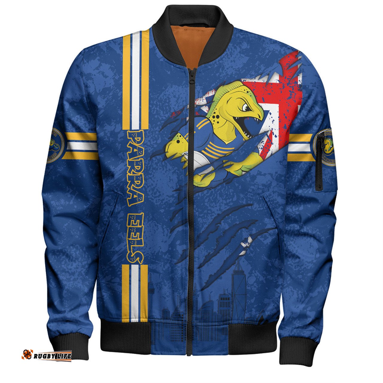 Parramatta Eels Bomber Jacket - Happy Australia Day Flag Scratch Style