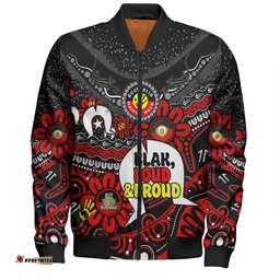 Australia Bomber Jacket Naidoc Week Torres Strait Symbol With Aboriginal Pattern Inspired Black
