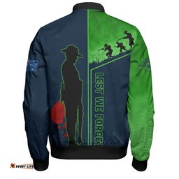 Canberra Raiders Bomber Jacket - Anzac Day Lest We Forget Poppy
