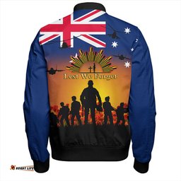 Australia Bomber Jacket Anzac Flag With Soldiers Sunset