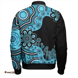Australia Bomber Jacket Aboriginal Indigenous Dot Painting Blue