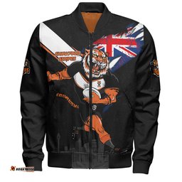 Wests Tigers Bomber Jacket Custom For Die Hard Fan Australia Flag Scratch Style