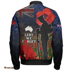 Australia Bomber Jacket - Custom Anzac Day Lest We Forget Red Poppies