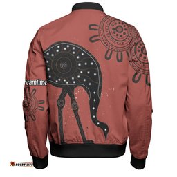 Australia Emu Aboriginal Custom Bomber Jacket - Emu Dreamtime Bomber Jacket