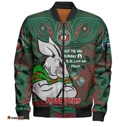 South Sydney Rabbitohs Bomber Jacket Celebrating Naidoc Week 2024 Aboriginal Dot Art Inspired