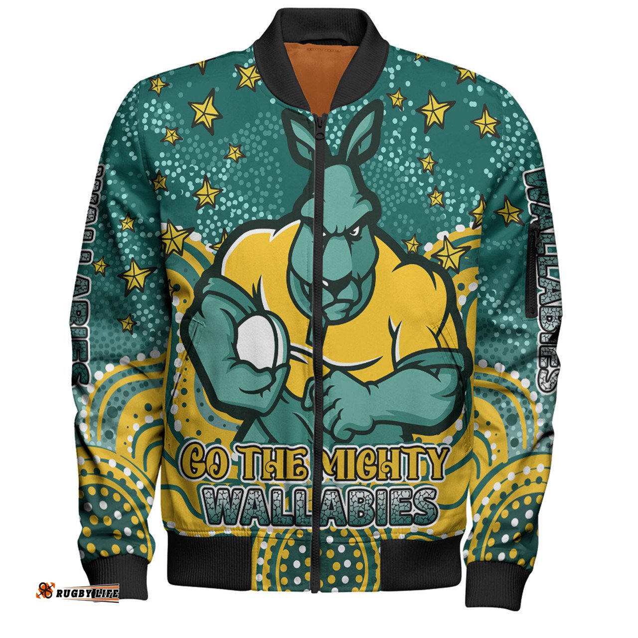 Australia Wallabies Custom Bomber Jacket - Custom With Aboriginal Inspired Style Of Dot Painting Patterns Bomber Jacket