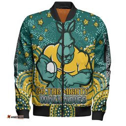 Australia Wallabies Custom Bomber Jacket - Custom With Aboriginal Inspired Style Of Dot Painting Patterns Bomber Jacket