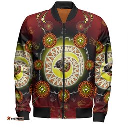 Australia Aboriginal Custom Bomber Jacket - The Rainbow Serpent Dreaming Spirit Art Bomber Jacket