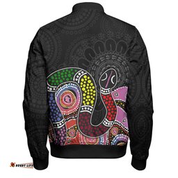 Australia Rainbow Serpent Aboriginal Custom Bomber Jacket - Dreamtime Rainbow Serpent Featuring Dot Style Bomber Jacket