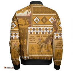 Australia Camping Christmas Bomber Jacket - Xmas Camping With Kangaroo Vintage Bomber Jacket