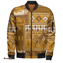 Australia Camping Christmas Bomber Jacket - Xmas Camping With Kangaroo Vintage Bomber Jacket