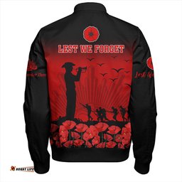 Australia Bomber Jacket Lest We Forget Red Poppies Special Style