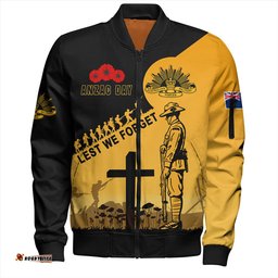 Australia Bomber Jacket Custom Anzac Day Soldiers Lest We Forget Poppy