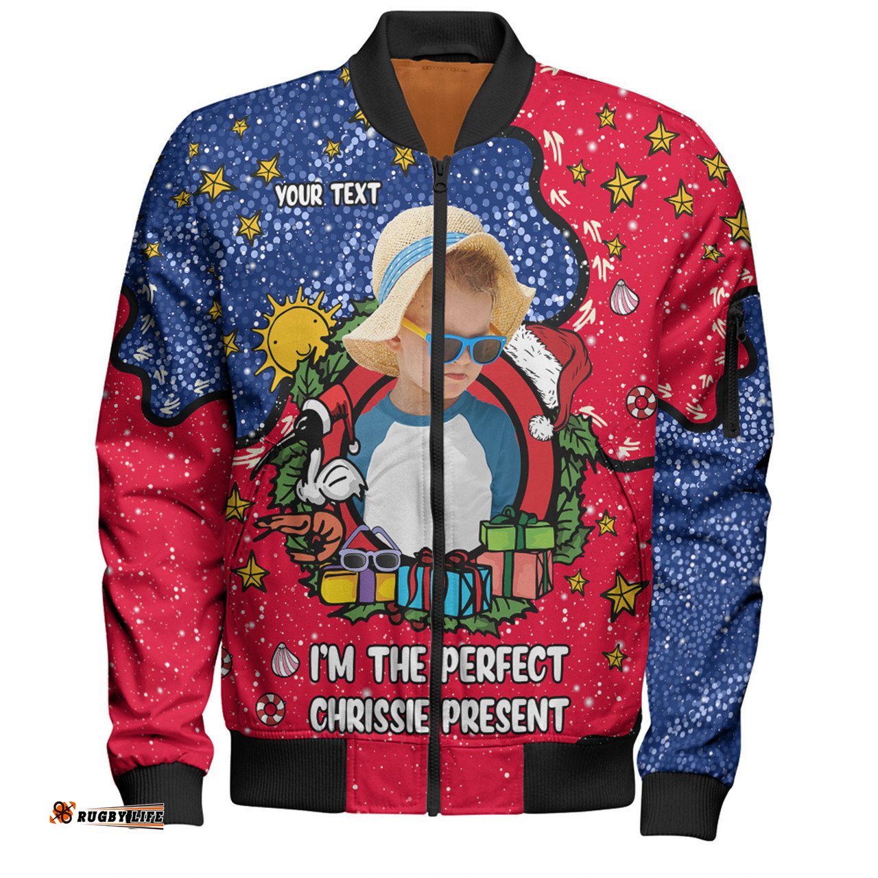 Australia Christmas Custom Bomber Jacket - I'm the Perfect Present Blue Bomber Jacket