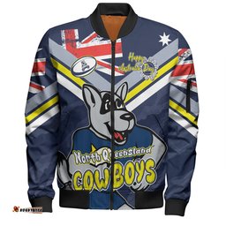 North Queensland Cowboys Bomber Jacket - Happy Australia Day We Are One And Free