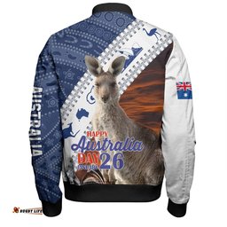 Australia Australia Day Custom Bomber Jacket - Kangaroo Happy Australia Day Aboriginal Pattern Bomber Jacket