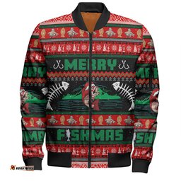 Australia Christmas Fishing Custom Bomber Jacket - Merry Ugly Fishmas Bomber Jacket
