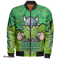 Canberra Raiders Custom Bomber Jacket - Team With Dot And Star Patterns For Tough Fan Bomber Jacket