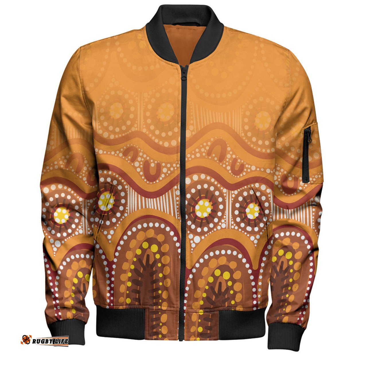 Australia Aboriginal Custom Bomber Jacket - Brown Aboriginal Dot Bomber Jacket