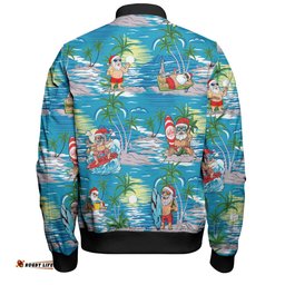 Australia Surfing Christmas Bomber Jacket - Tropical Santa Surfing Funny Bomber Jacket