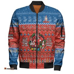 Newcastle Knights Christmas Custom Bomber Jacket - Chrissie Spirit Bomber Jacket