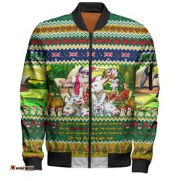 Australia Christmas Custom Bomber Jacket - Six White Boomers Bomber Jacket