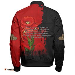 Australia Anzac Day Custom Bomber Jacket - Australian And New Zealand Warriorsers In Flanders Fields Poppy Flowers Bomber Jacket
