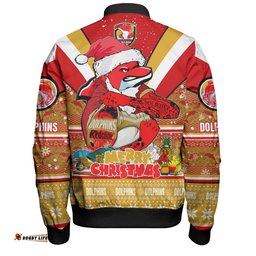 Redcliffe Dolphins Christmas Custom Bomber Jacket - Redcliffe Dolphins Santa Aussie Big Things Bomber Jacket