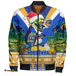 Parramatta Eels Christmas Custom Bomber Jacket - Parramatta Eels Santa Aussie Big Things Christmas Bomber Jacket