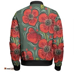 Australia Aboriginal Bomber Jacket - Aboriginal Style Australian Poppy Flower Background Bomber Jacket