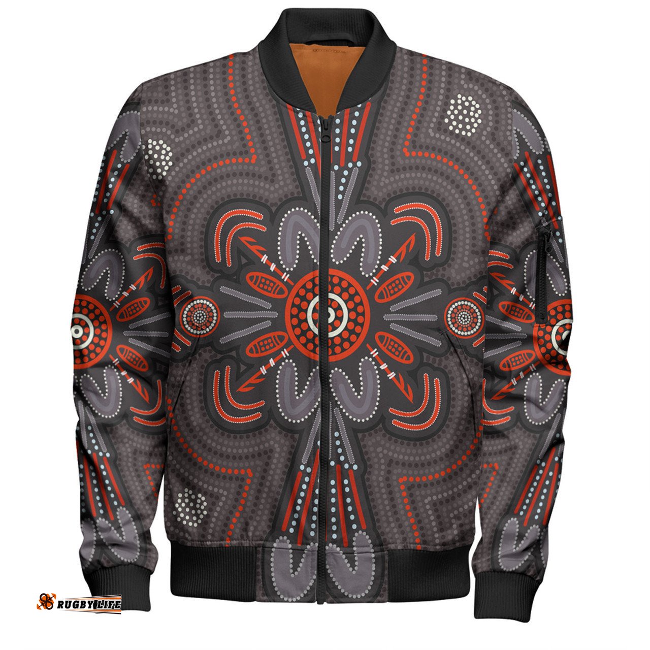 Australia Dot Painting Inspired Aboriginal Bomber Jacket - Aboriginal Dot Indigenous Art Inspired Bomber Jacket