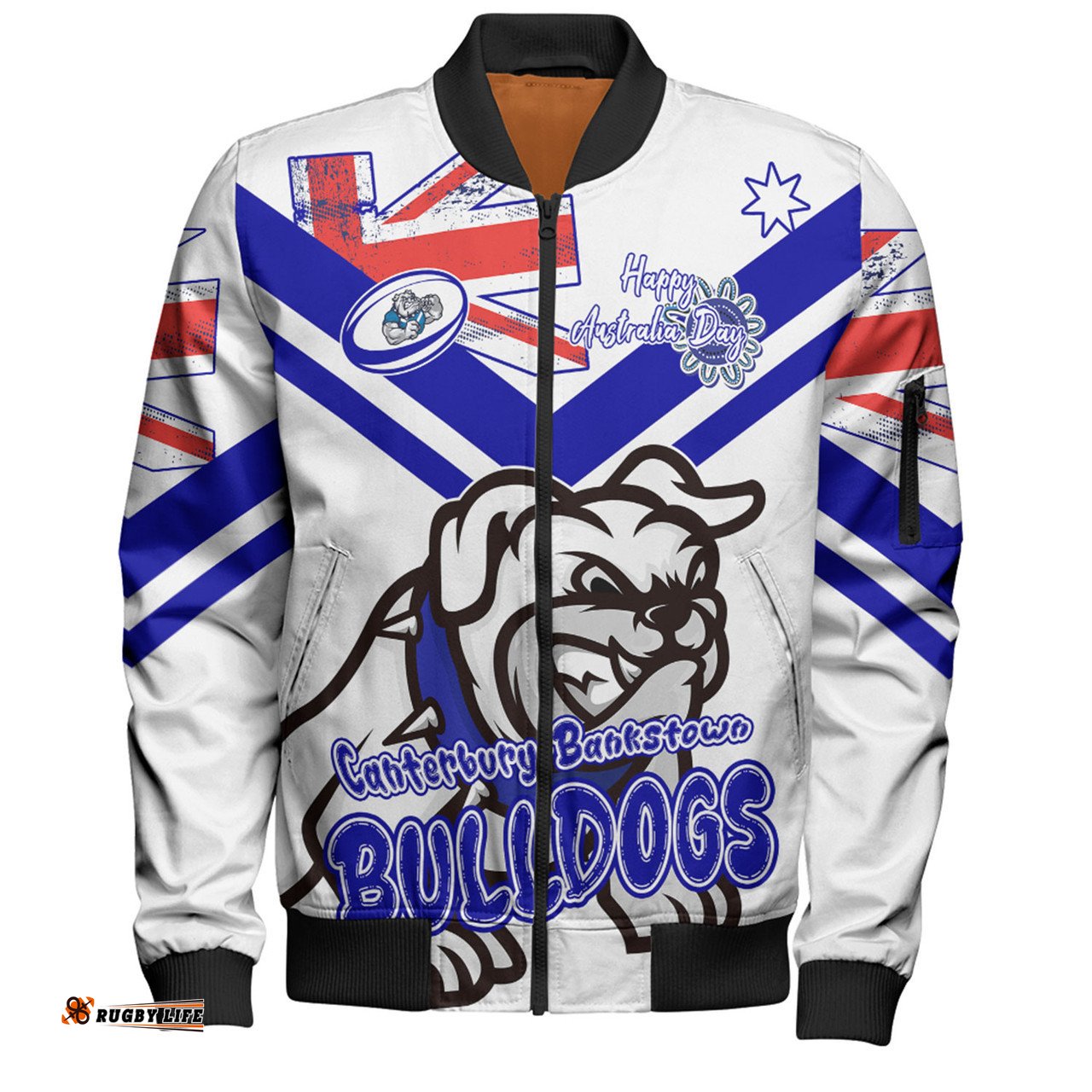 Canterbury-Bankstown Bulldogs Bomber Jacket - Happy Australia Day We Are One And Free V2