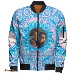 Australia Aboriginal Custom Bomber Jacket - Believe You Can And Hold Firmly Onto Your Dreams Personalised Photo (Blue) Bomber Jacket