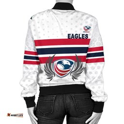 USA Rugby Women's Bomber Jacket Eagles Simple Style - White