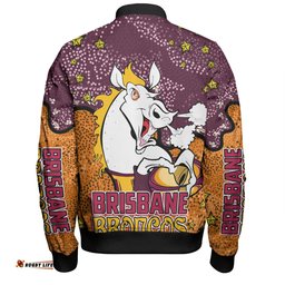 Brisbane Broncos Custom Bomber Jacket - Team With Dot And Star Patterns For Tough Fan Bomber Jacket
