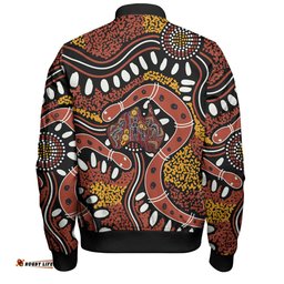 Australia Rainbow Serpent Aboriginal Bomber Jacket - Aboriginal Dot Art Snake Artwork Bomber Jacket