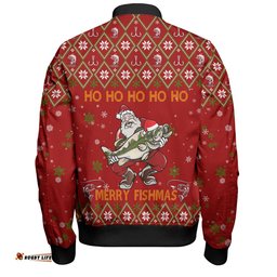Australia Christmas Fishing Custom Bomber Jacket - All I Want For Christmas Is A Big Bass Bomber Jacket