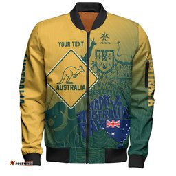 Australia Australia Day Custom Bomber Jacket - Australia Coat Of Arms Kangaroo And Koala Sign Bomber Jacket