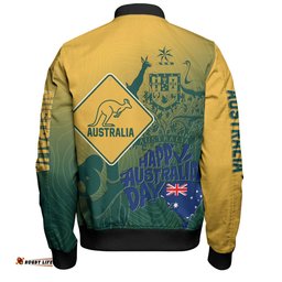 Australia Australia Day Custom Bomber Jacket - Australia Coat Of Arms Kangaroo And Koala Sign Bomber Jacket