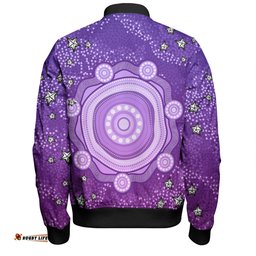 Australia Aboriginal Custom Bomber Jacket - Purple Dot Painting Art Washo Bomber Jacket