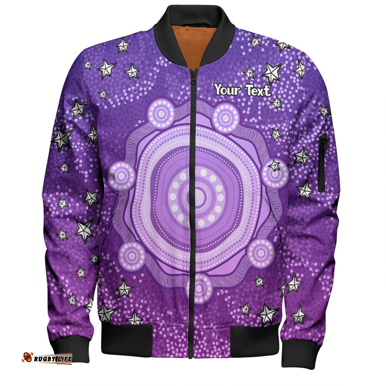 Australia Aboriginal Custom Bomber Jacket - Purple Dot Painting Art Washo Bomber Jacket