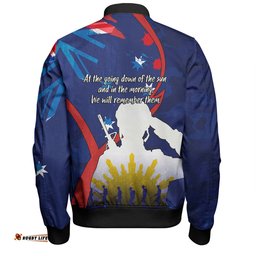 Australia Anzac Day Custom Bomber Jacket - Lest We Forget With Blue Camouflage Pattern Bomber Jacket