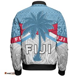 Australia South Sea Islanders Bomber Jacket - Fiji In Fijian Tapa Pattern Coat Of Arms Symbol Bomber Jacket