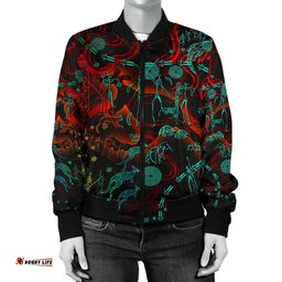 Women's Bomber Jacket, Kangaroo Adults Indigenous Art